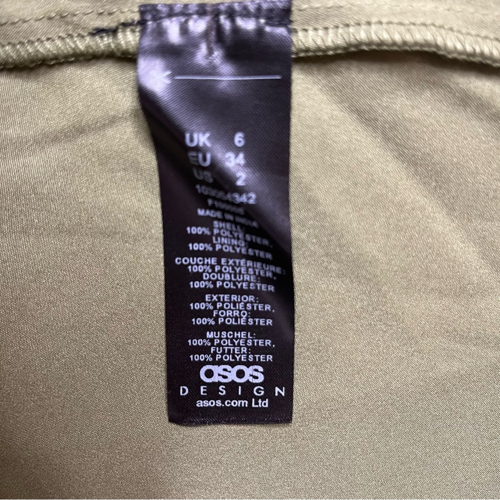 ASOS Design Army Green Cutout Long sleeve Dress with Tassels Size 6 - Picture 8 of 10